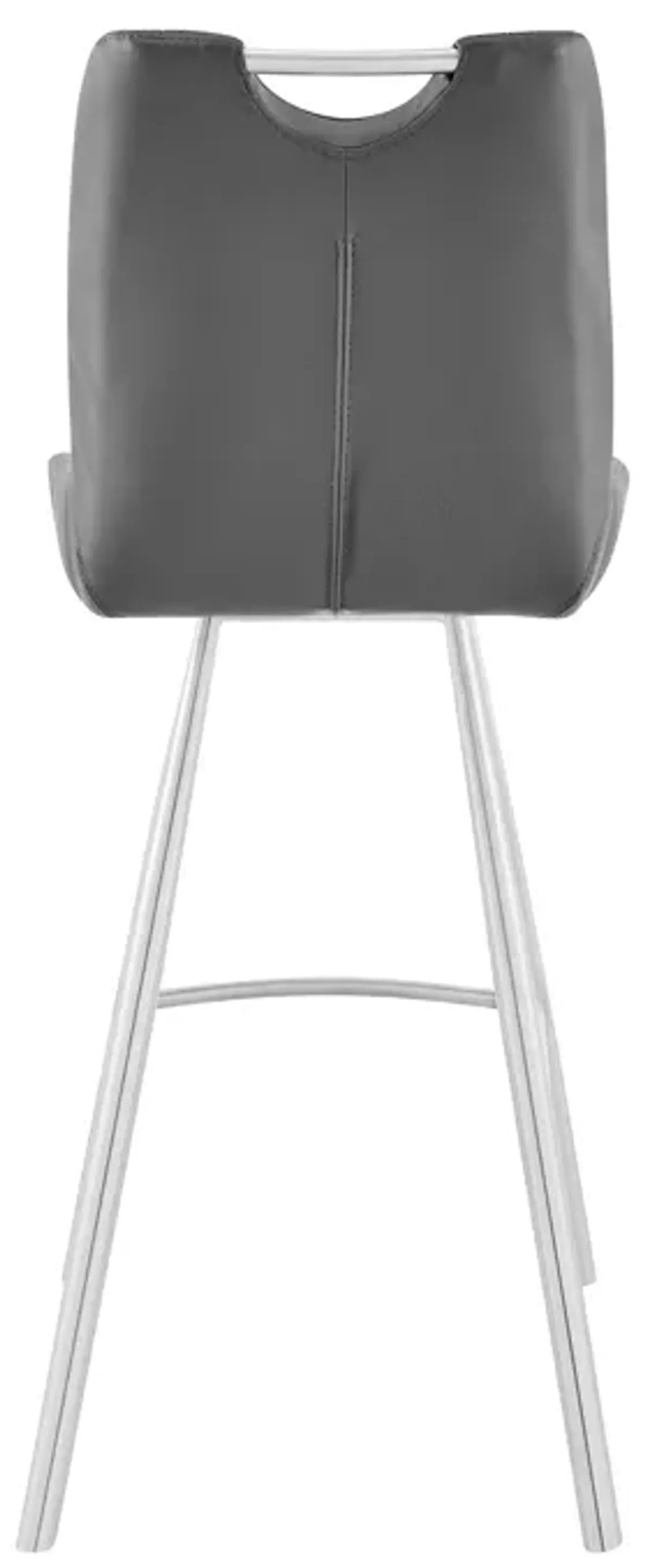 Arizona 30" Bar Height Bar Stool in Charcoal Faux Leather and Brushed Stainless Steel Finish