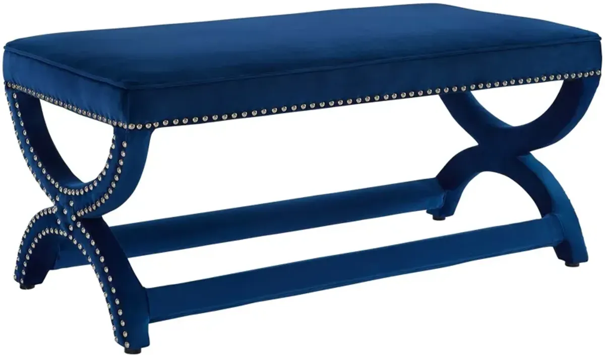 Expound Upholstered Nailhead Trim Performance Velvet Bench