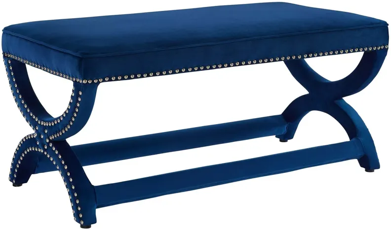 Expound Upholstered Nailhead Trim Performance Velvet Bench