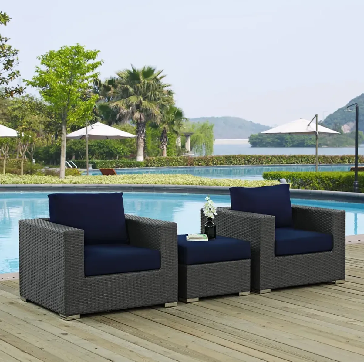 Sojourn 3 Piece Outdoor Patio Sunbrella® Sectional Set