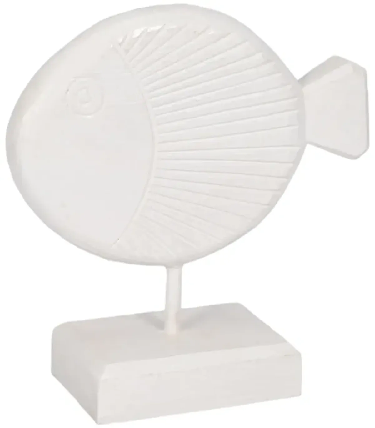 Wood, 11" Fish On Stand, White