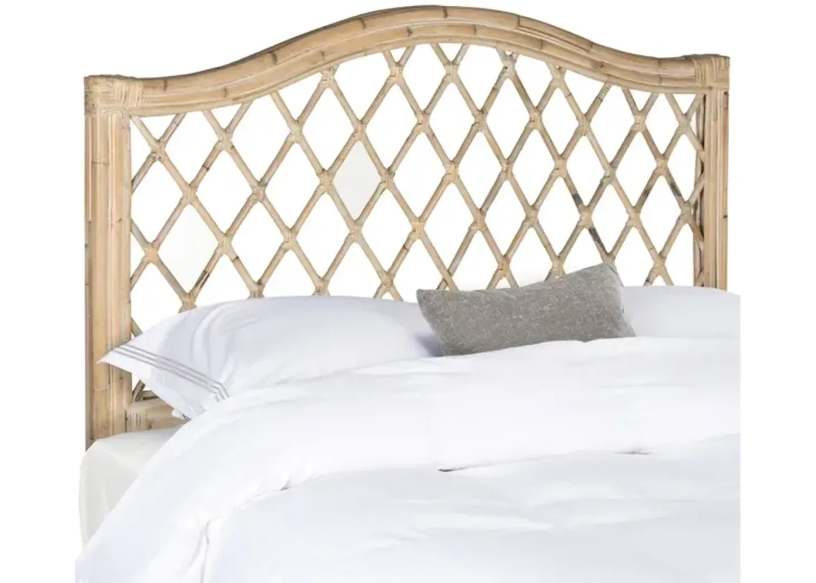 Gabrielle White Washed Wicker Headboard