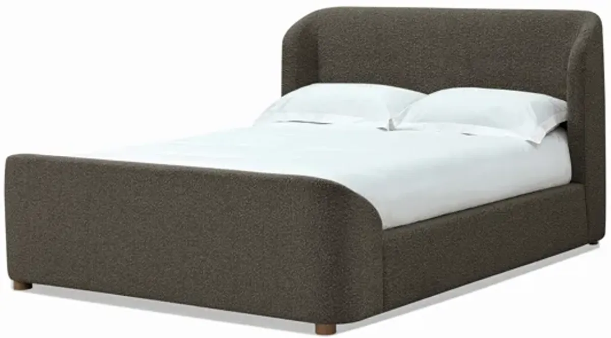 Kiki Full-size Upholstered Platform Bed in Pumpernickel Boucle