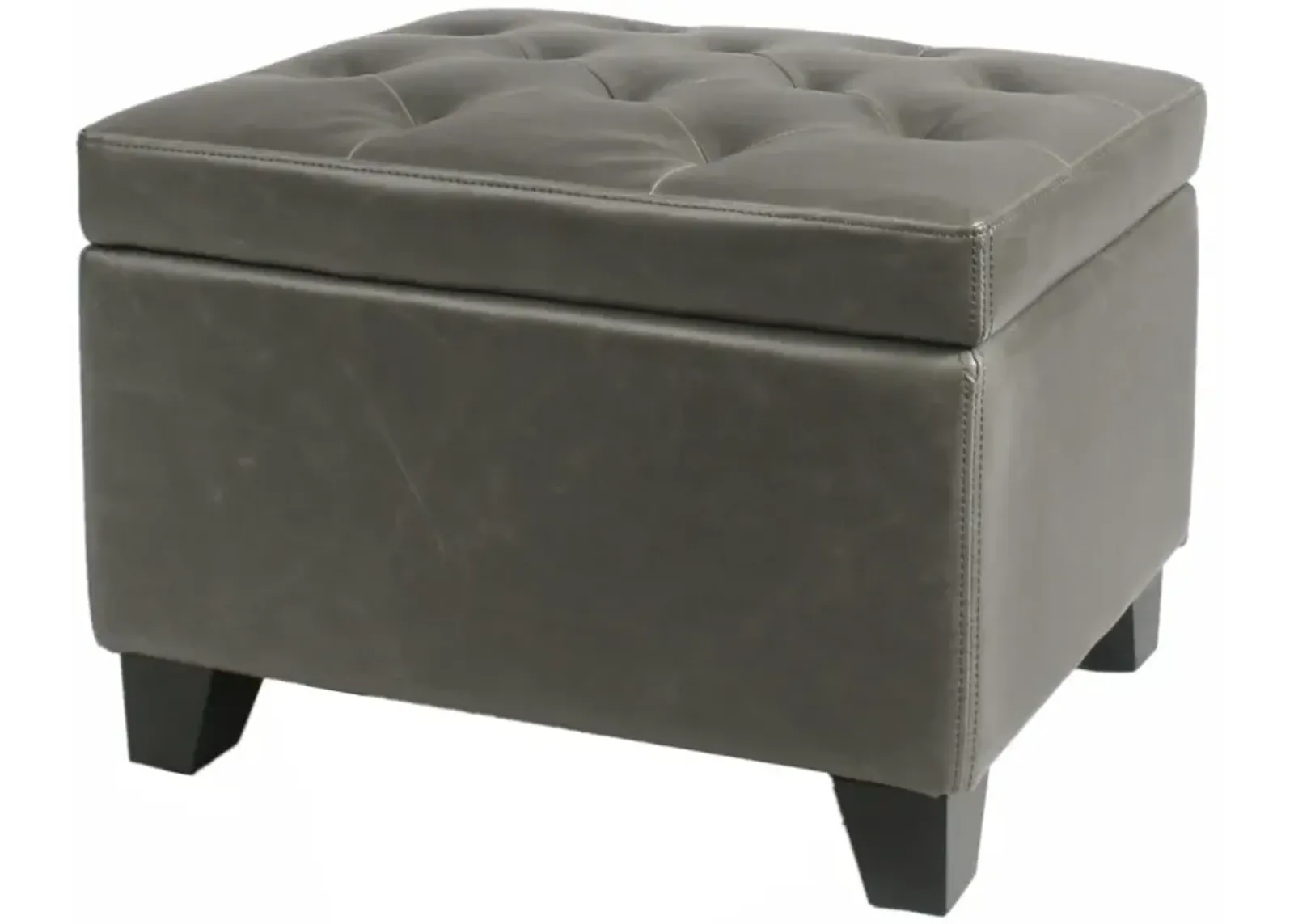 julian rectangular bonded leather storage ottoman, vintage gray