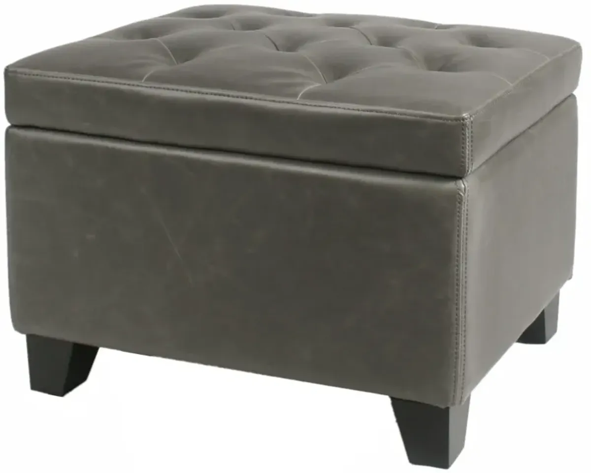 julian rectangular bonded leather storage ottoman, vintage gray