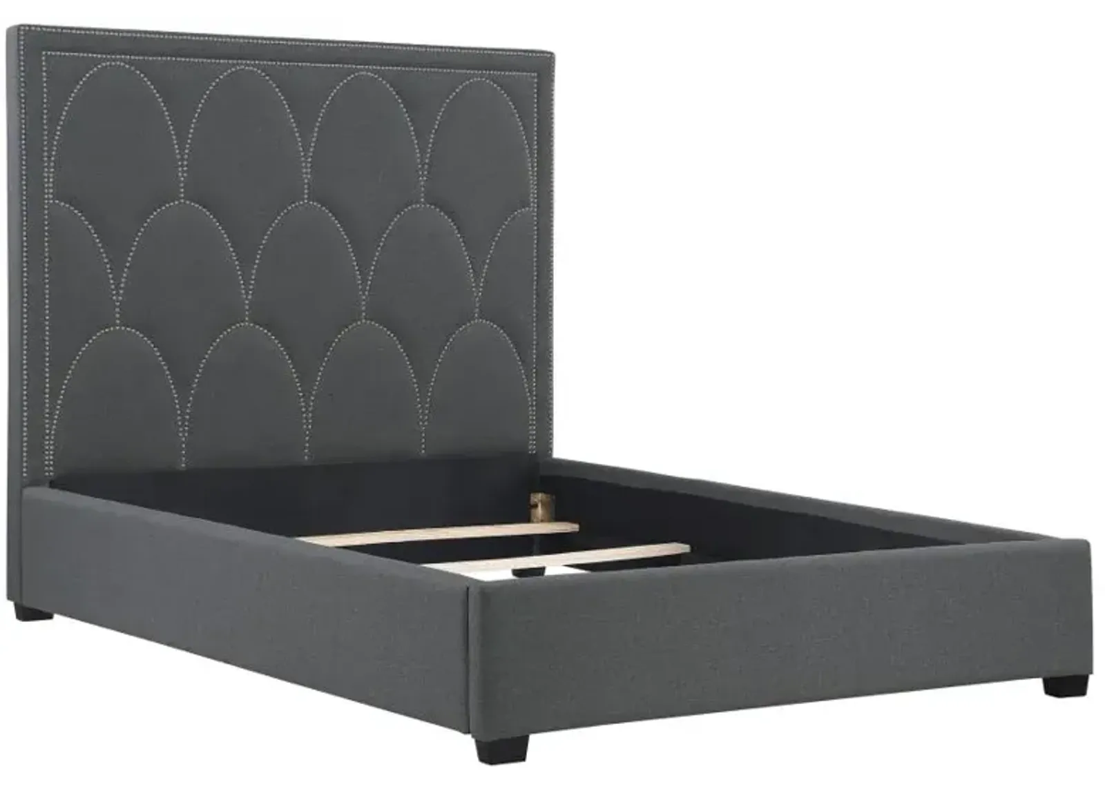 Bowfield Upholstered Bed with Nailhead Trim Charcoal