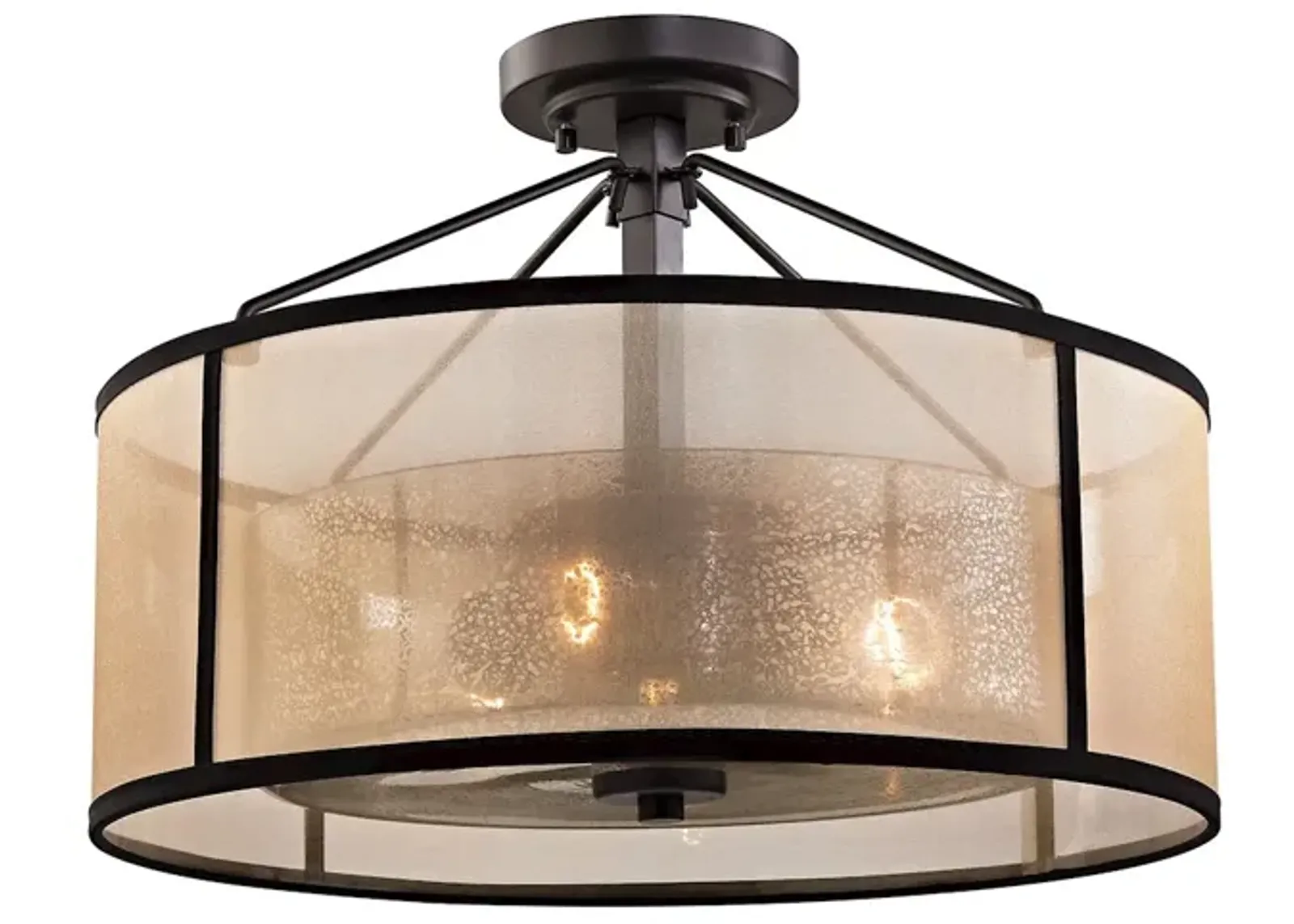 Diffusion 18" Wide 3-Light Semi Flush Mount - Oil Rubbed Bronze