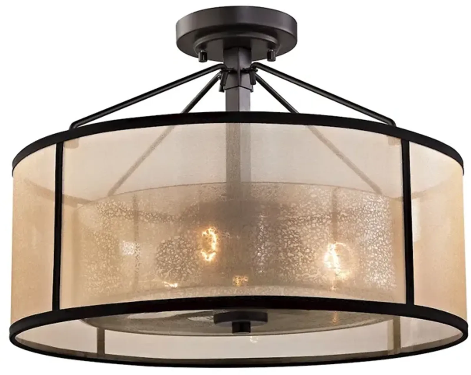 Diffusion 18" Wide 3-Light Semi Flush Mount - Oil Rubbed Bronze