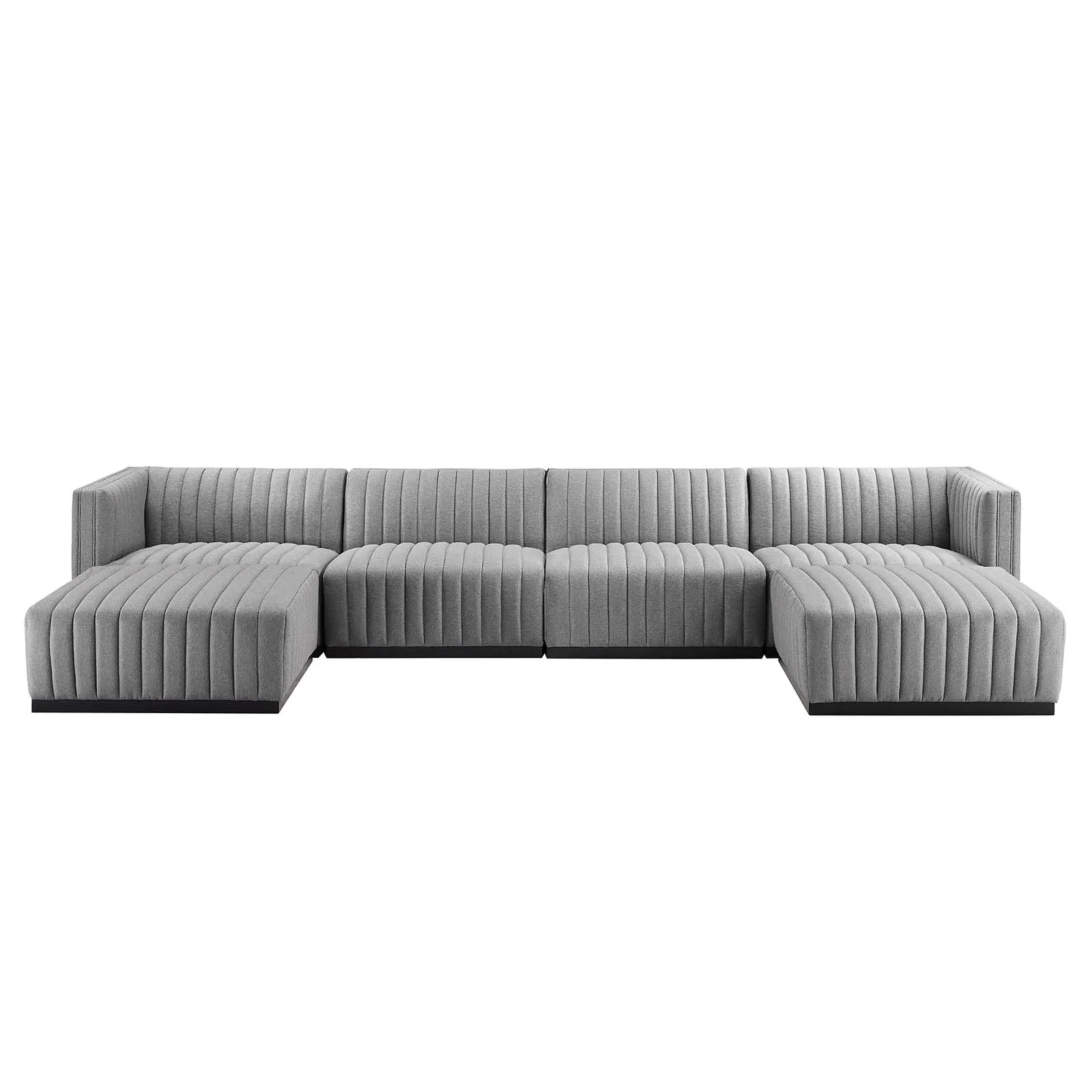 Conjure Channel Tufted Upholstered Fabric 6-Piece Sectional