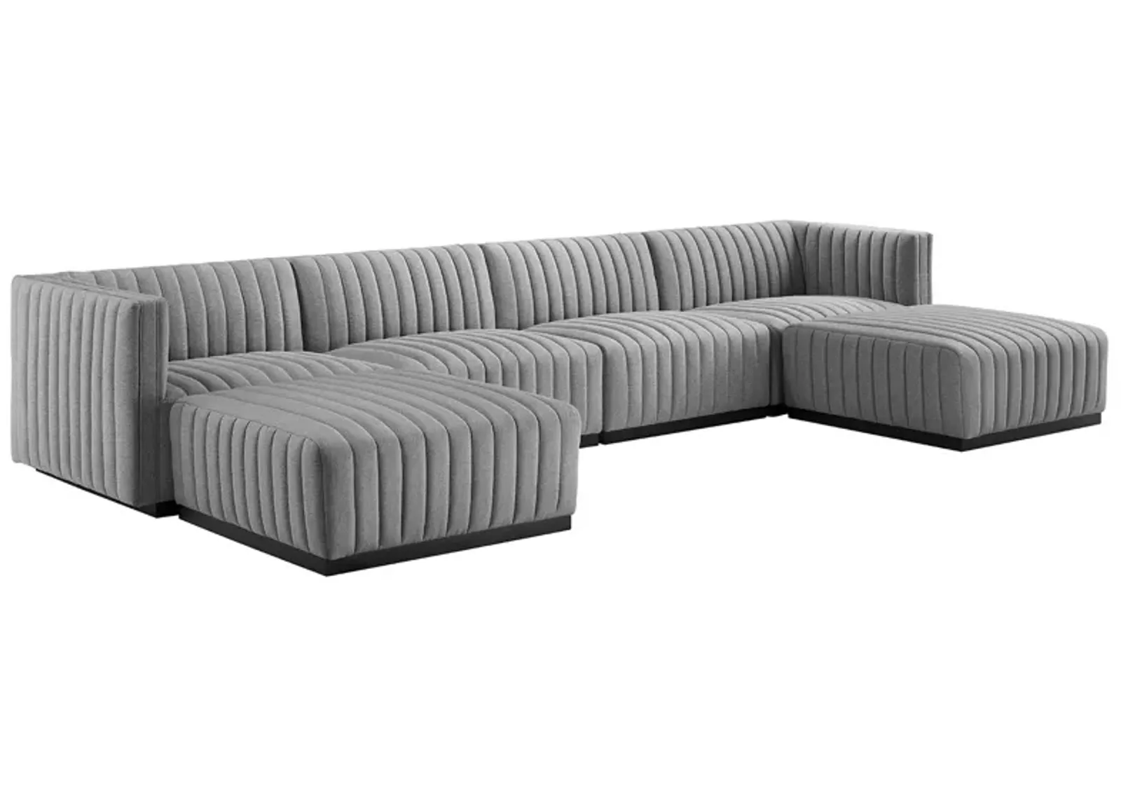 Conjure Channel Tufted Upholstered Fabric 6-Piece Sectional