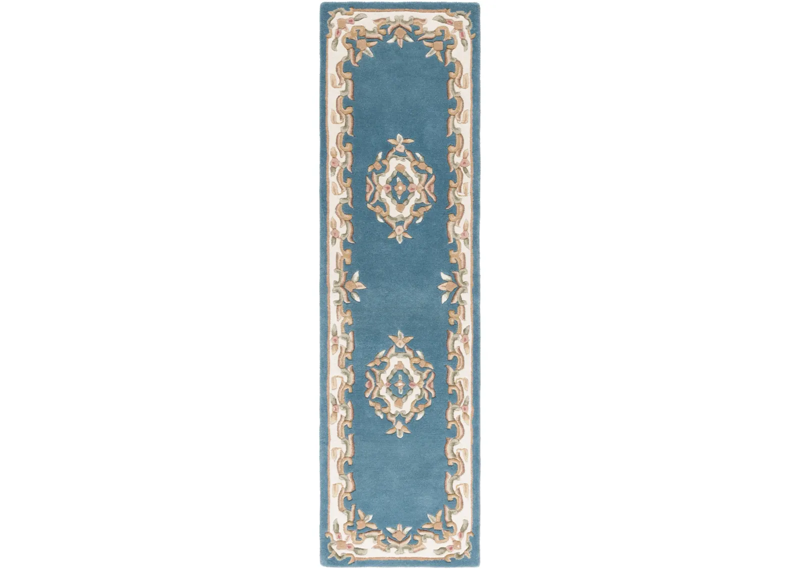 AUBUSSON 301 BLUE  2'-3' x 8' Runner Rug