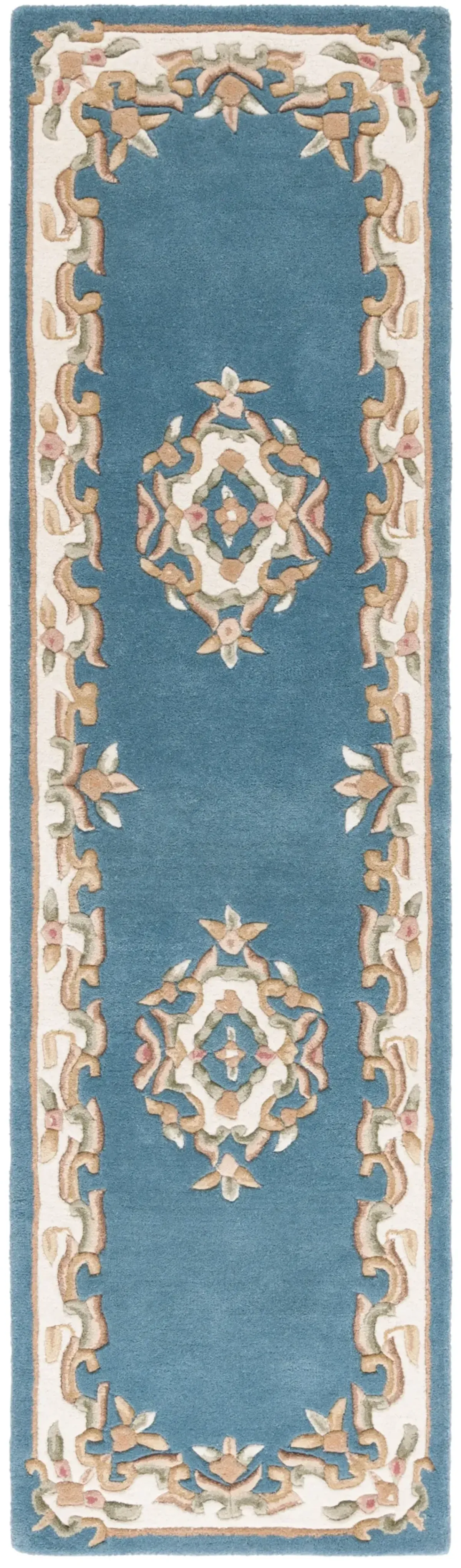 AUBUSSON 301 BLUE  2'-3' x 8' Runner Rug