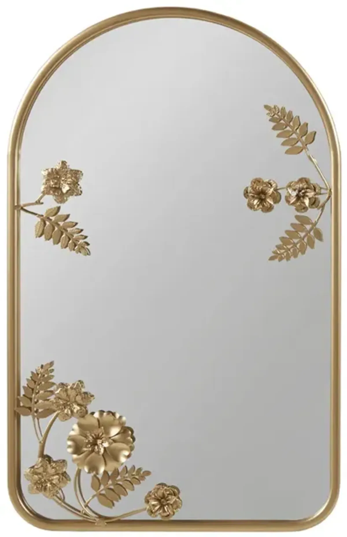 Madison Park Adaline Gold Arched Metal Floral Wall Mirror