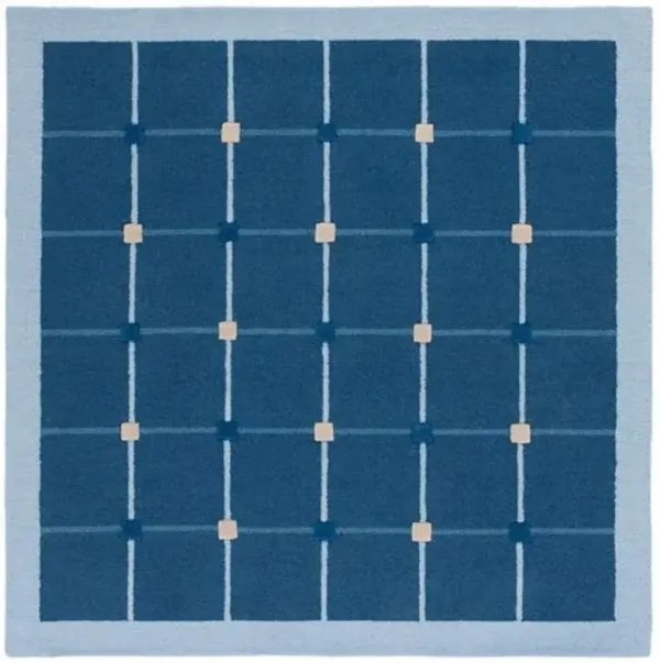 GENRE 205 CHECKERED Blue 6' X 6' Square Square Rug