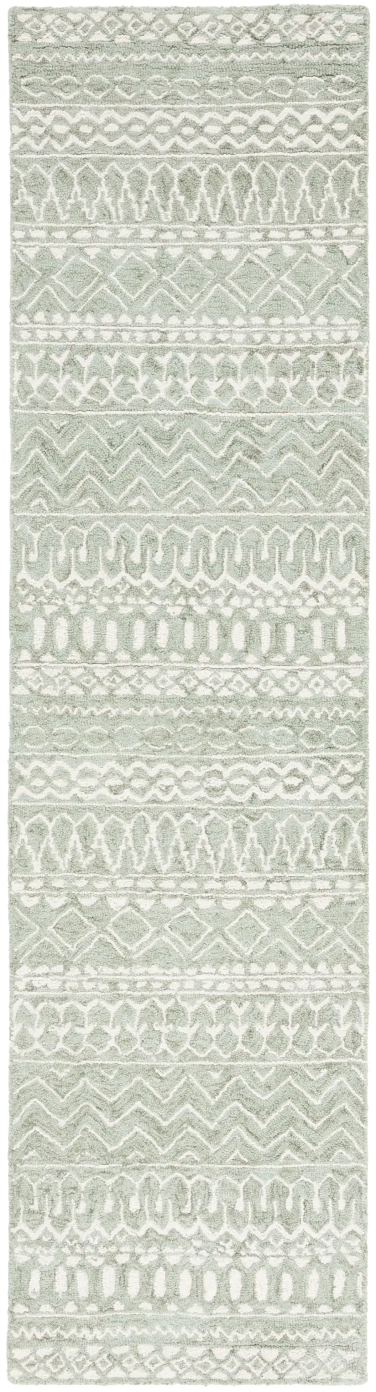 MICRO LOOP 502 SAGE  2'-3' x 9' Runner Rug