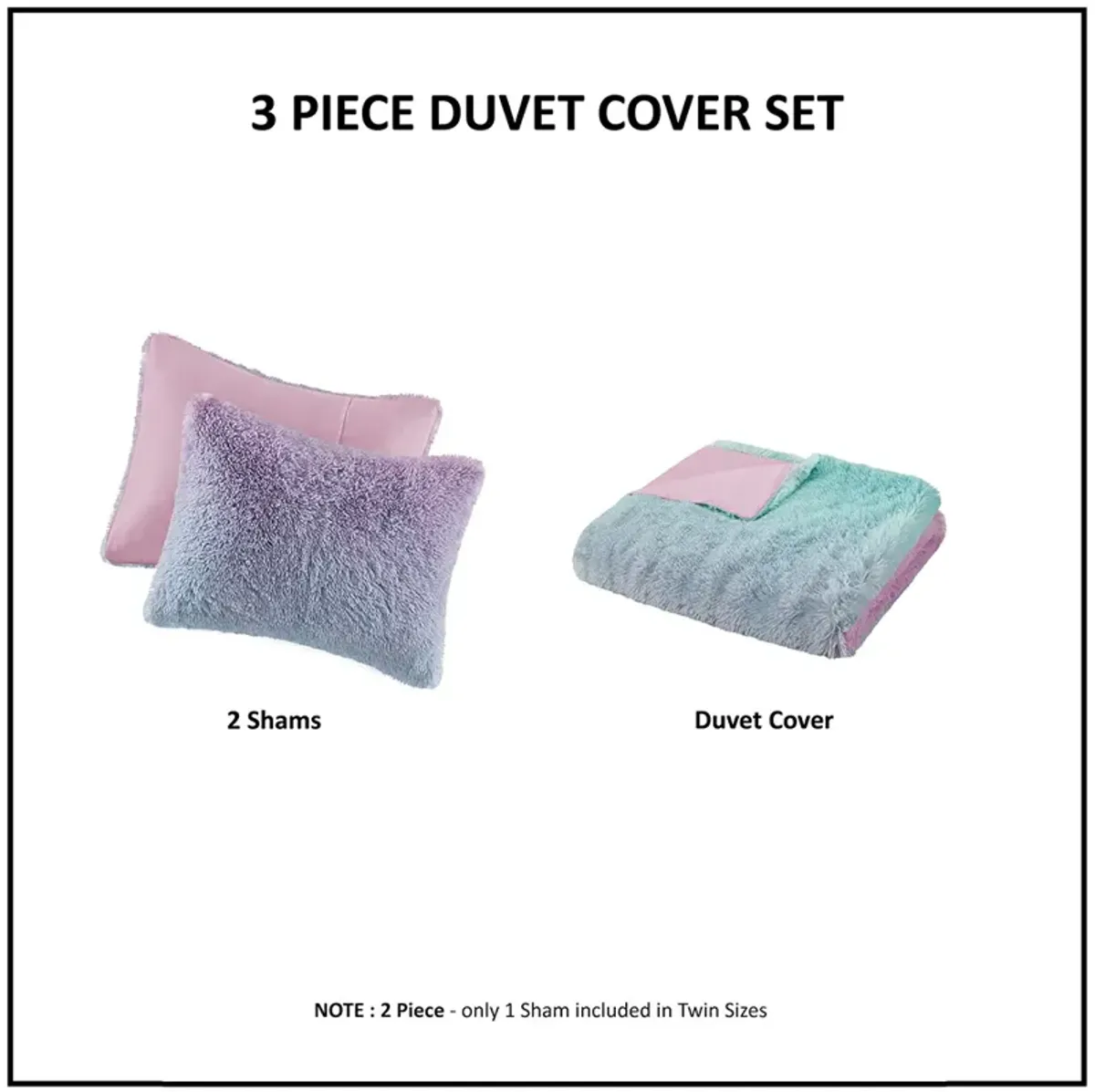 Primrose Ombre Shaggy Faux Fur Duvet Cover Set