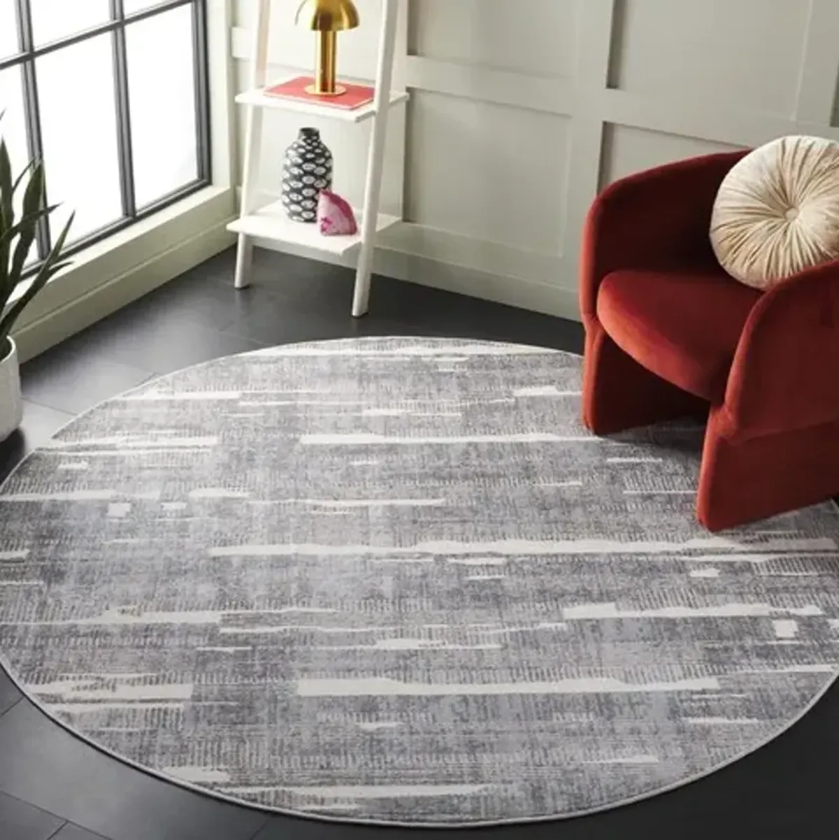 WHISPER 816 Grey  6'-7' X 6'-7' Round Round Rug