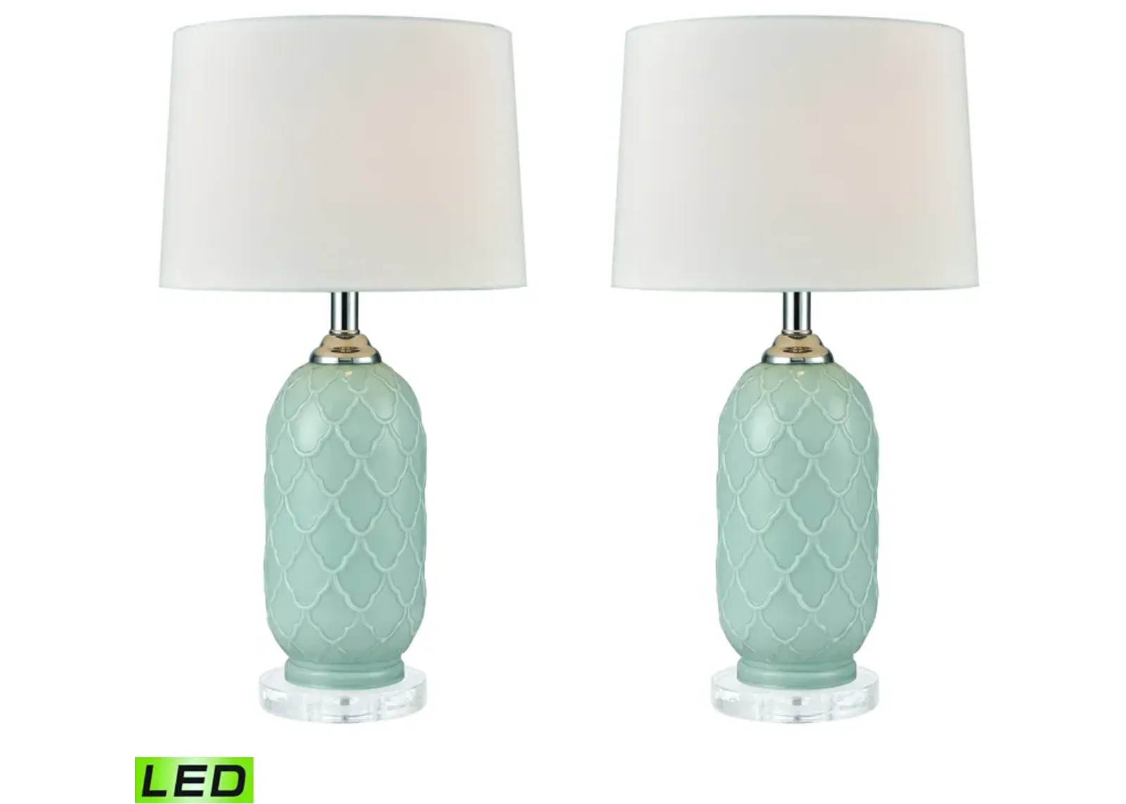 La Joliette 24'' High 2-Light Table Lamp - Set of 2 Pale Blue - Includes LED Bulbs