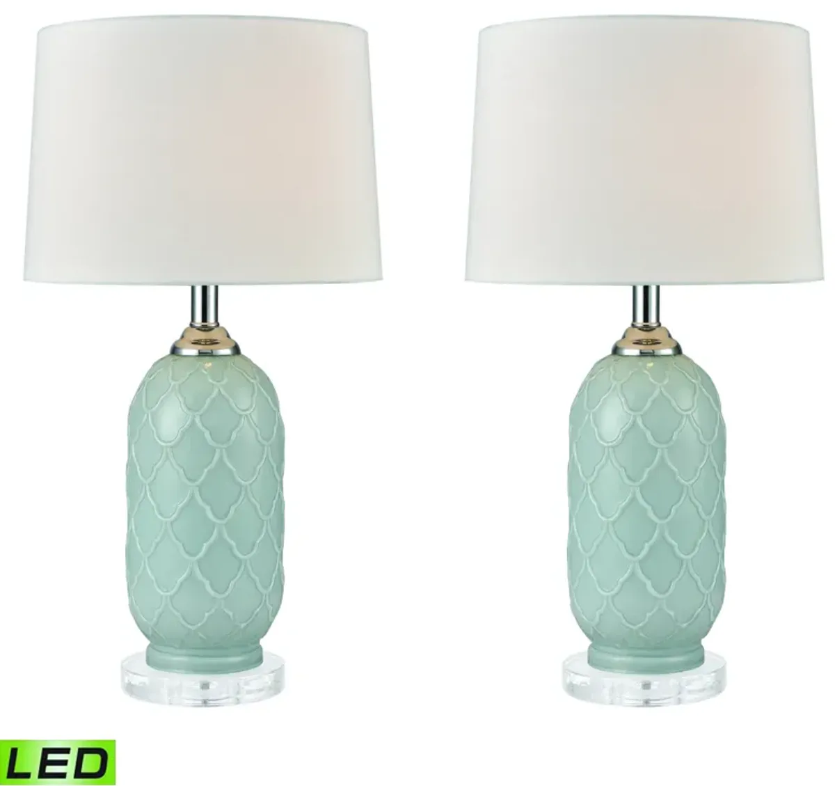 La Joliette 24'' High 2-Light Table Lamp - Set of 2 Pale Blue - Includes LED Bulbs