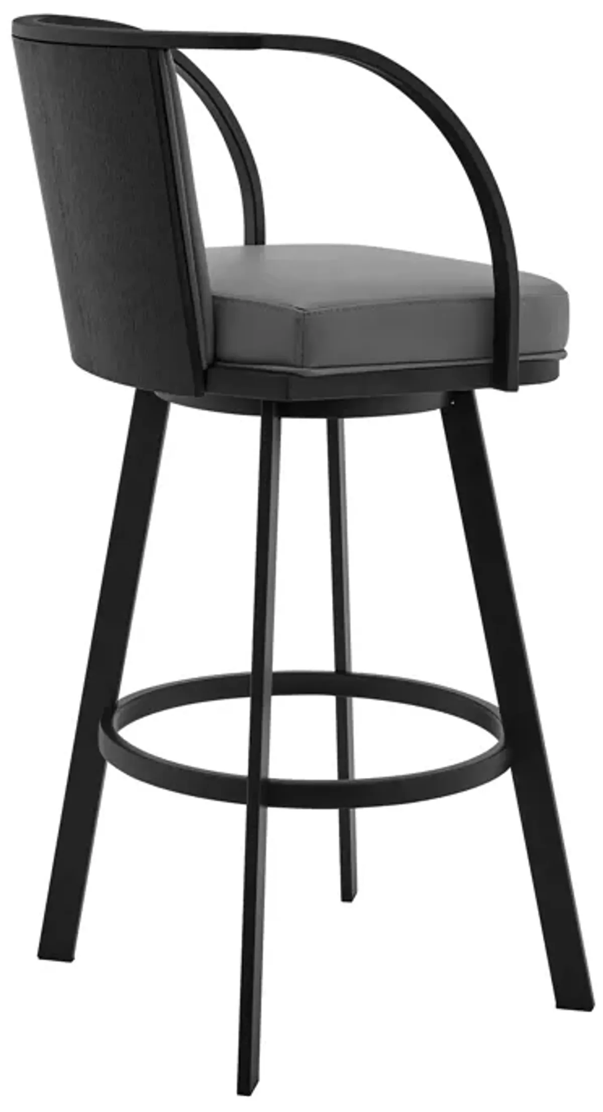 Livingston 26" Gray Faux Leather and Black Metal Swivel Bar Stool