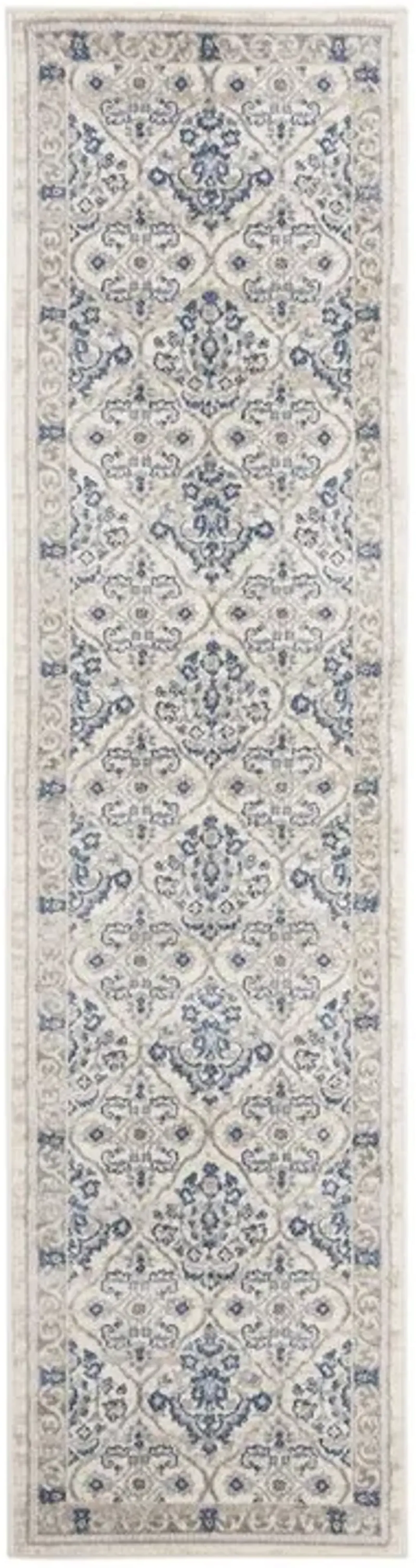 Brentwood 870 Light Grey / Blue 2' X 20' Runner Powerloomed Rug