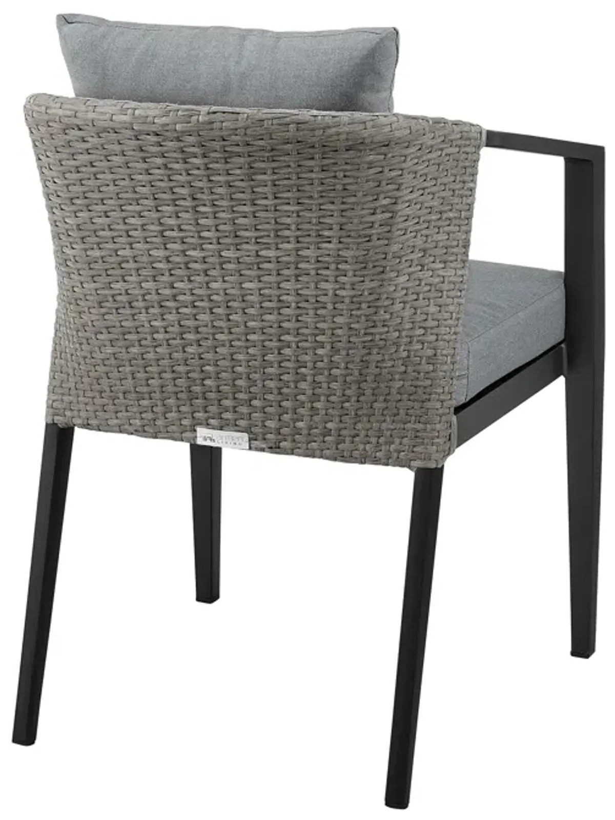 Aileen Outdoor Patio Dining Chairs in Aluminum and Wicker with Gray Cushions - Set of 2