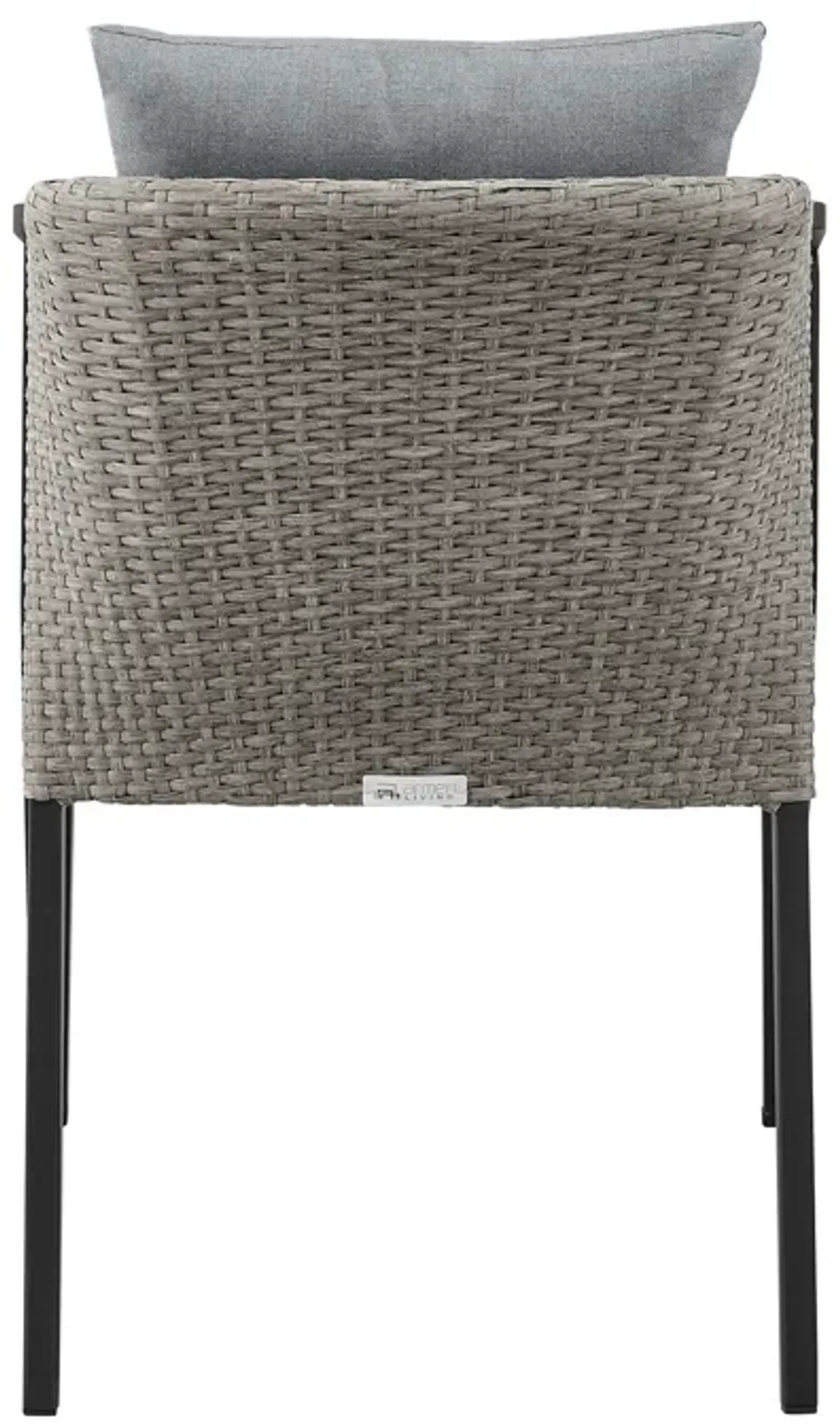 Aileen Outdoor Patio Dining Chairs in Aluminum and Wicker with Gray Cushions - Set of 2