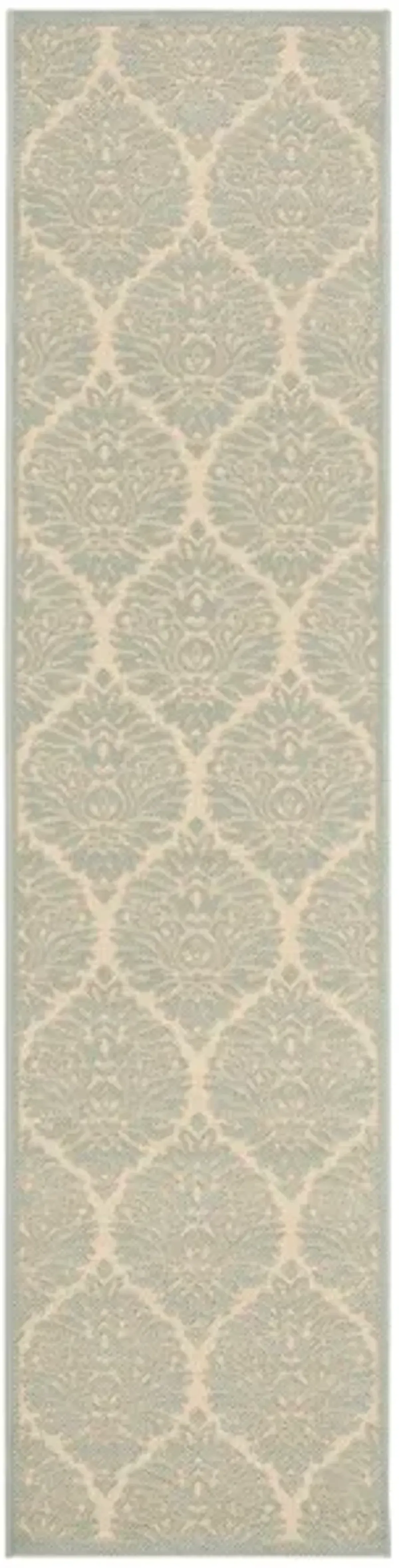 LINDEN 135 Collection LND135L-28 Cream / Aqua 2'-2" X 8'