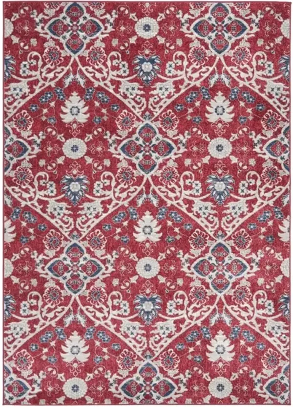 Brentwood 894 Red / Ivory 4' X 6' Small Rectangle Powerloomed Rug
