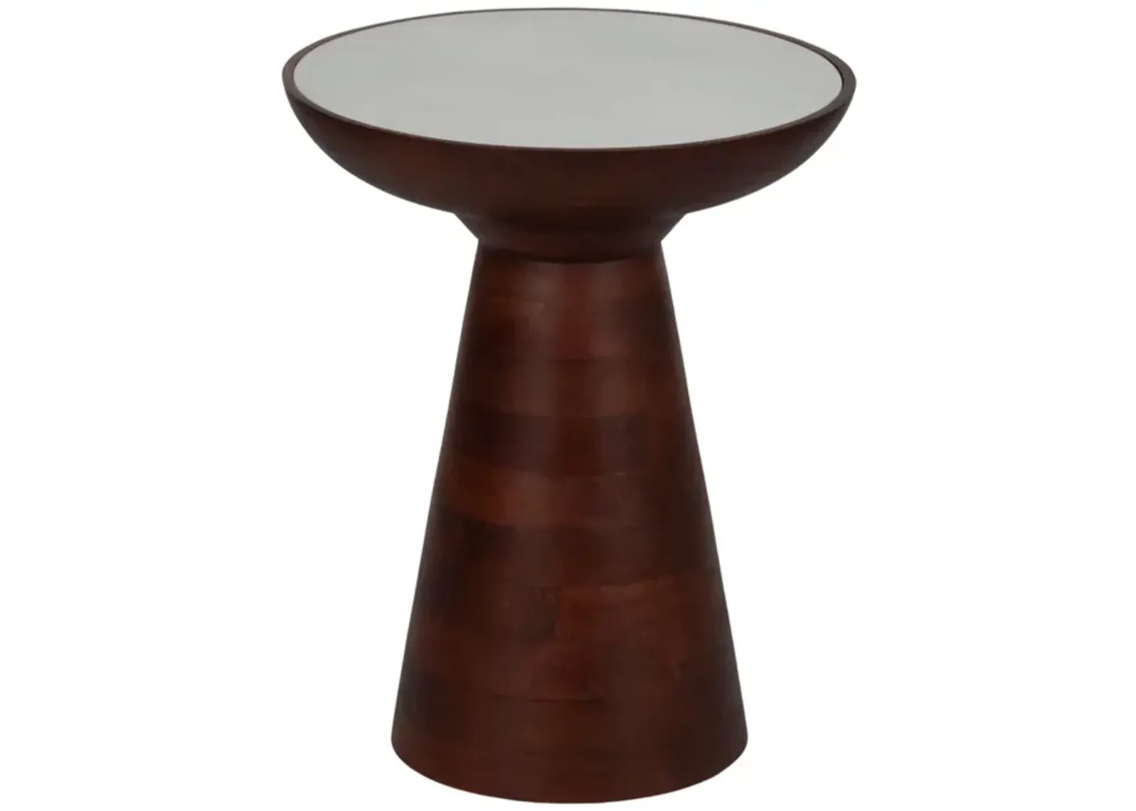 20" Wood Accent Table Marble Top, Walnut/white