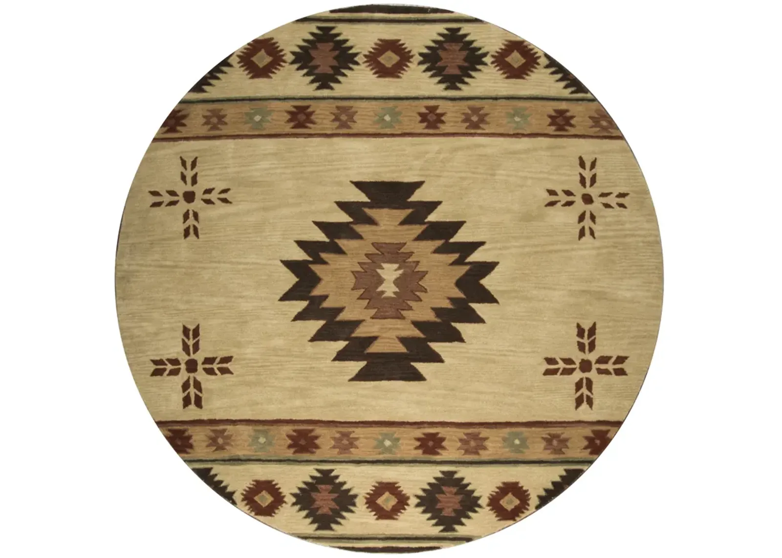 Southwest Beige Southwest/Tribal Wool 10' Round Round  Rug