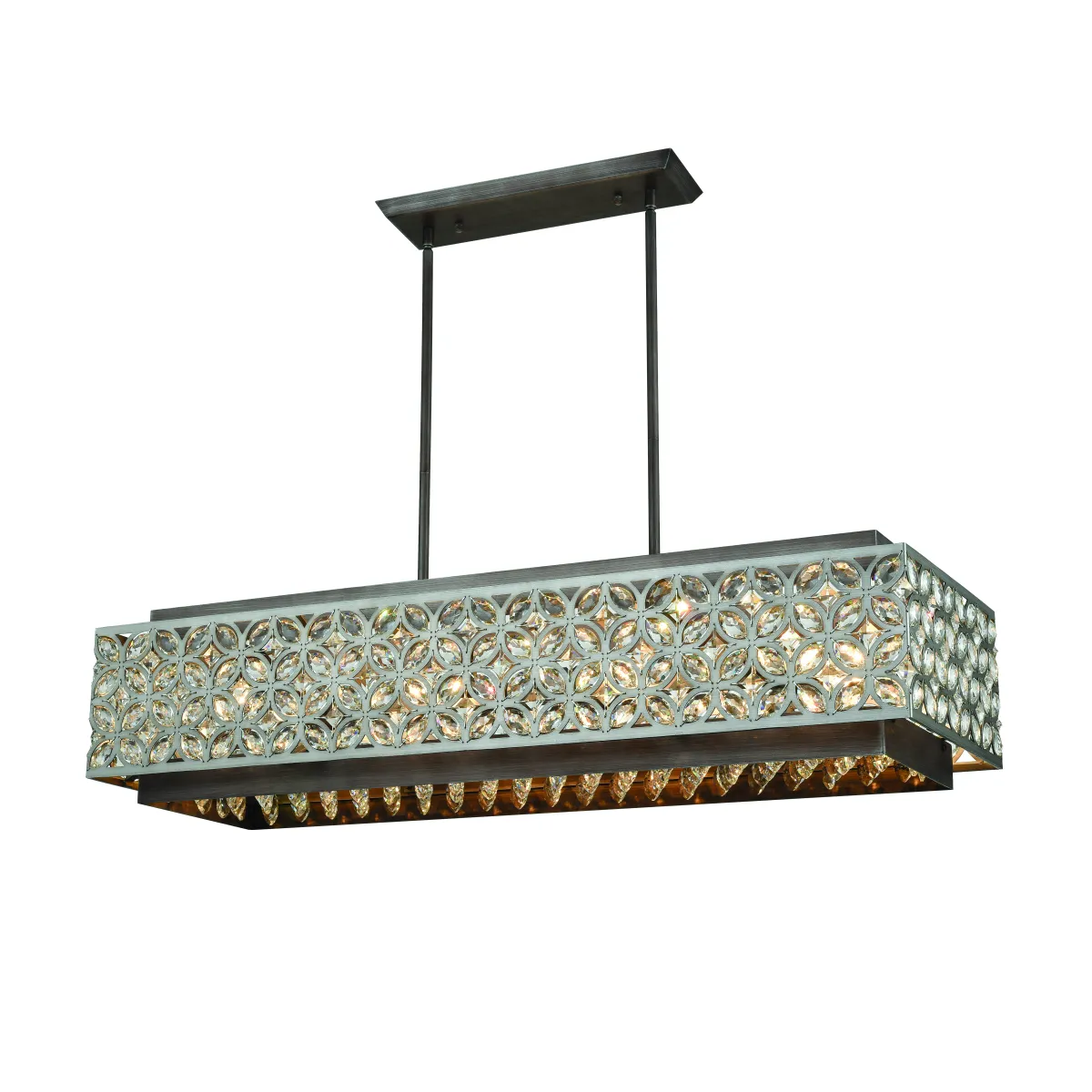 Rosslyn 40" Wide 8-Light Linear Chandelier - Weathered Zinc