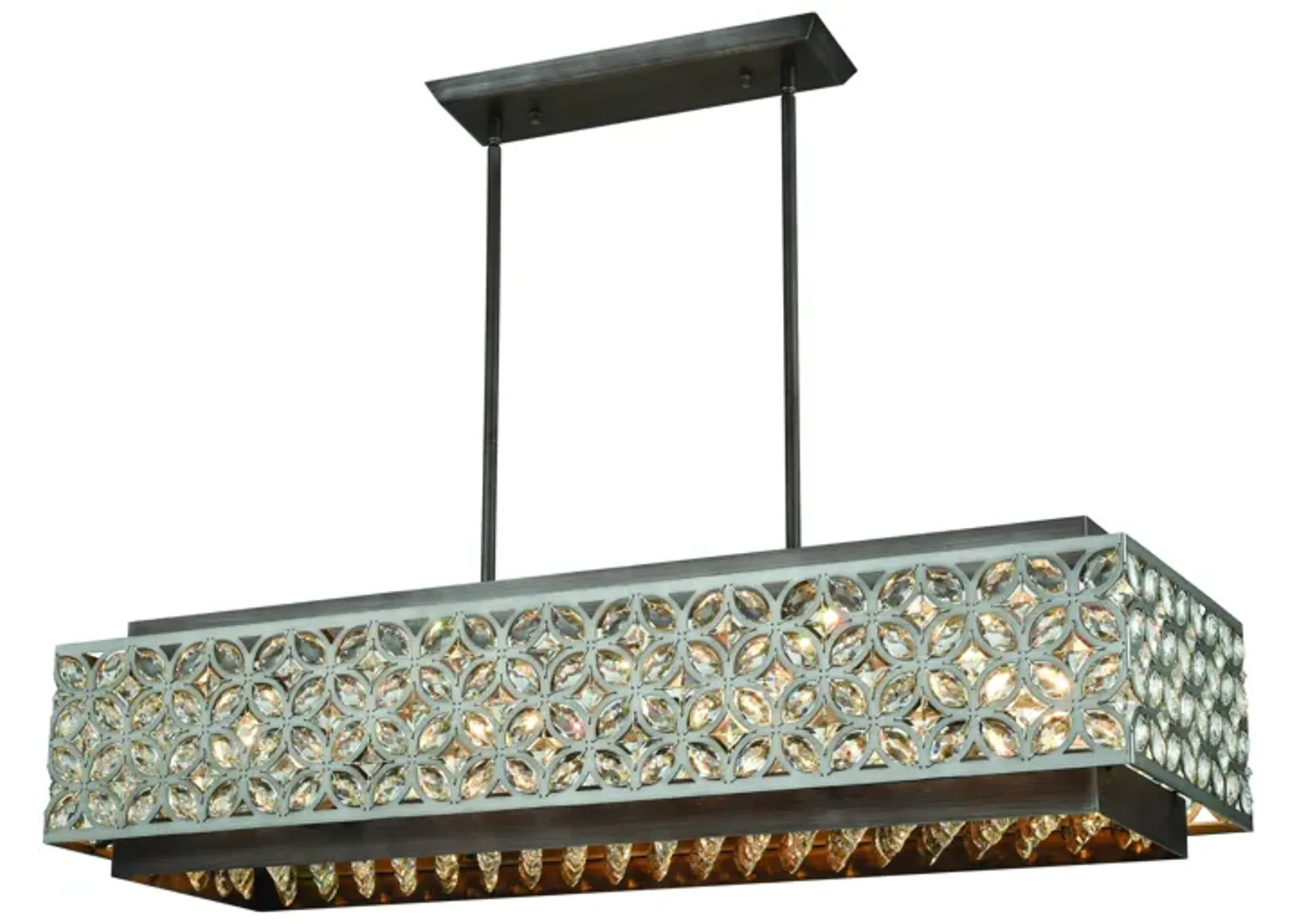 Rosslyn 40" Wide 8-Light Linear Chandelier - Weathered Zinc