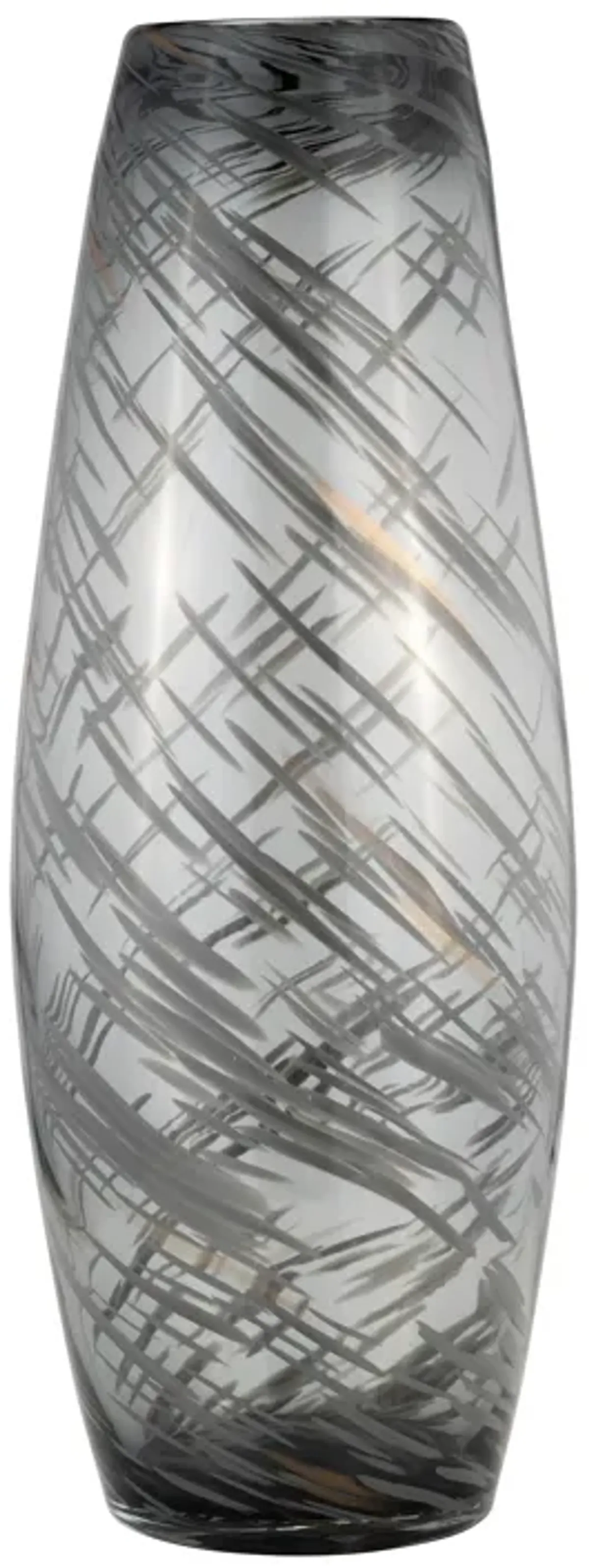 Glass, 20"h Swirl Vase, Black