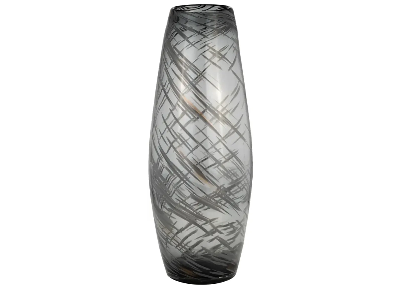 Glass, 20"h Swirl Vase, Black