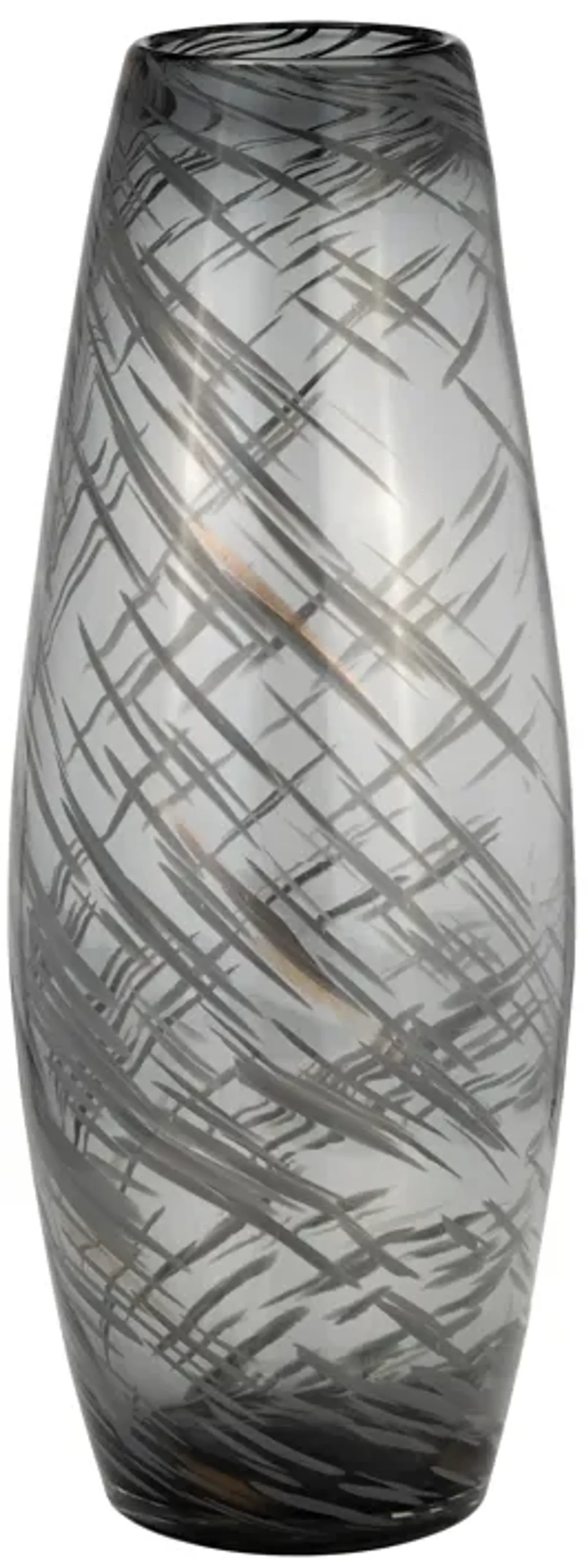 Glass, 20"h Swirl Vase, Black