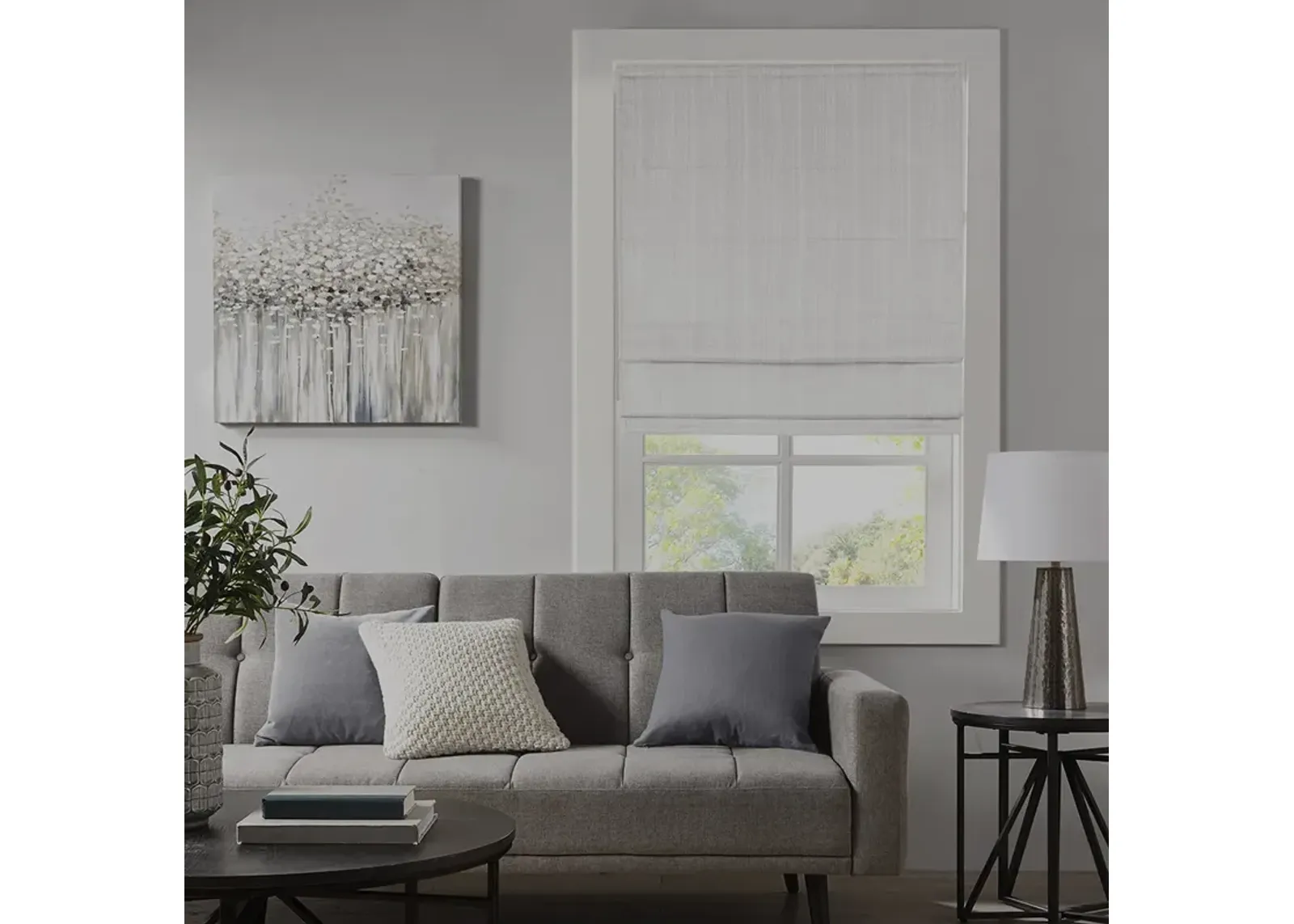 Madison Park Galen White Basketweave Total Blackout Roman Shade