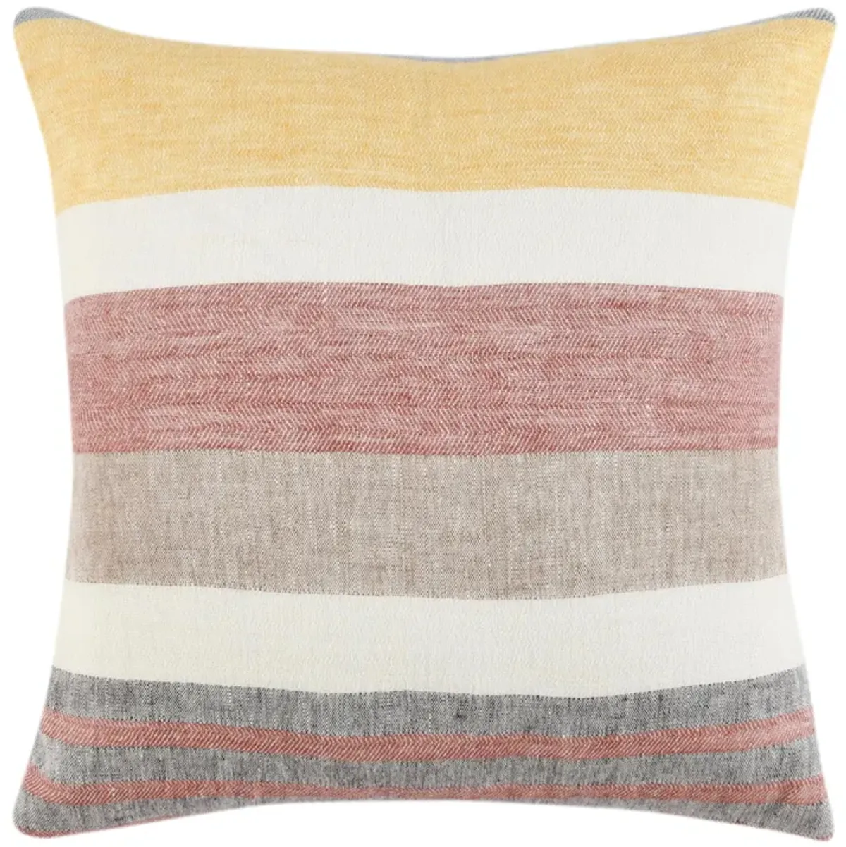 Crawford 22" Belgian Linen Yellow Multicolor Throw Pillow