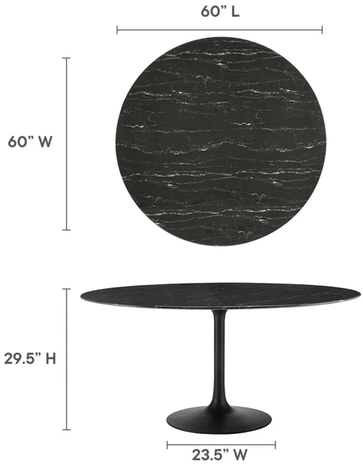 Lippa 60" Round Artificial Marble Dining Table