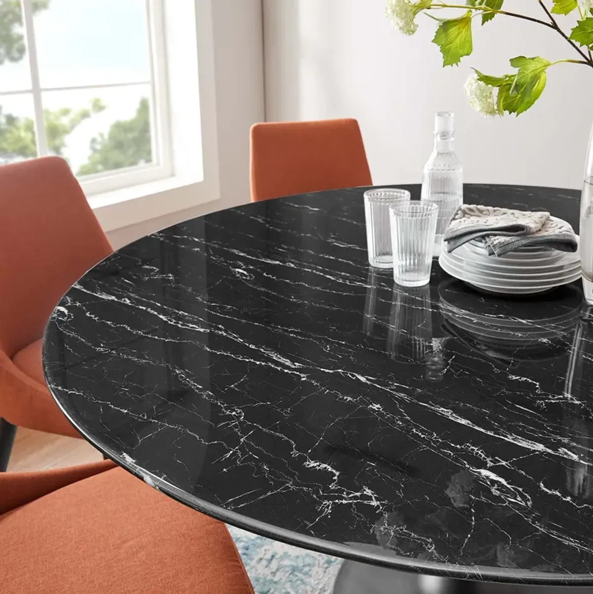 Lippa 60" Round Artificial Marble Dining Table