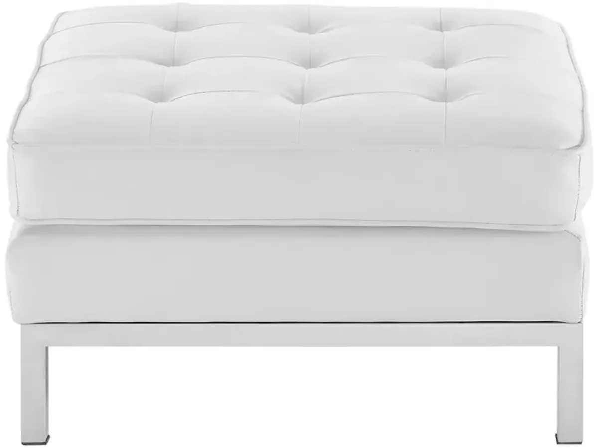 Loft Tufted Upholstered Faux Leather Ottoman