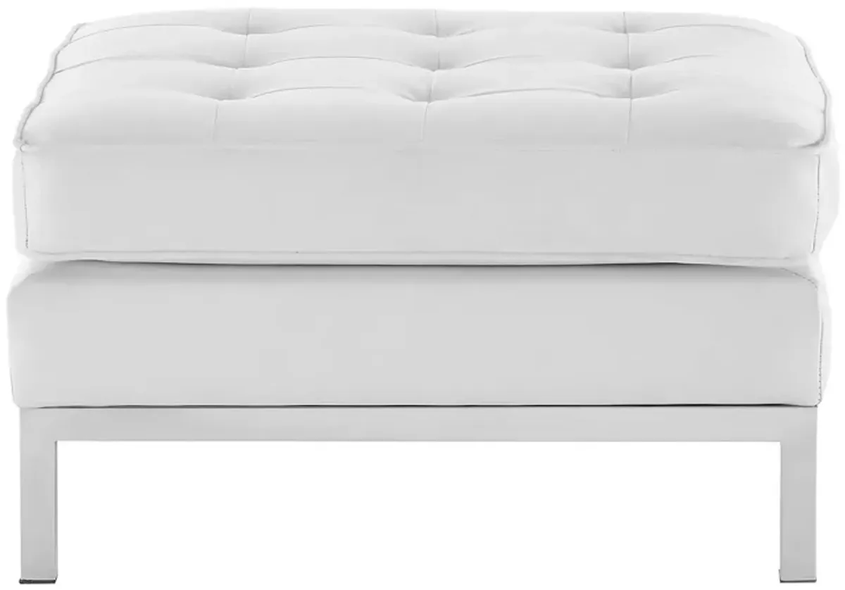 Loft Tufted Upholstered Faux Leather Ottoman