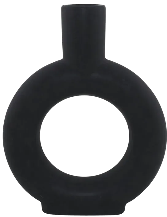 Cer, 9" Round Cut-out Vase, Black