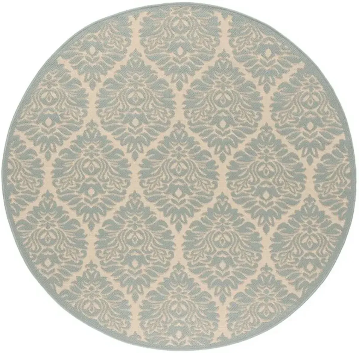 LINDEN 135 Collection LND135L-6R Cream / Aqua 6'-7" X 6'-7" Round