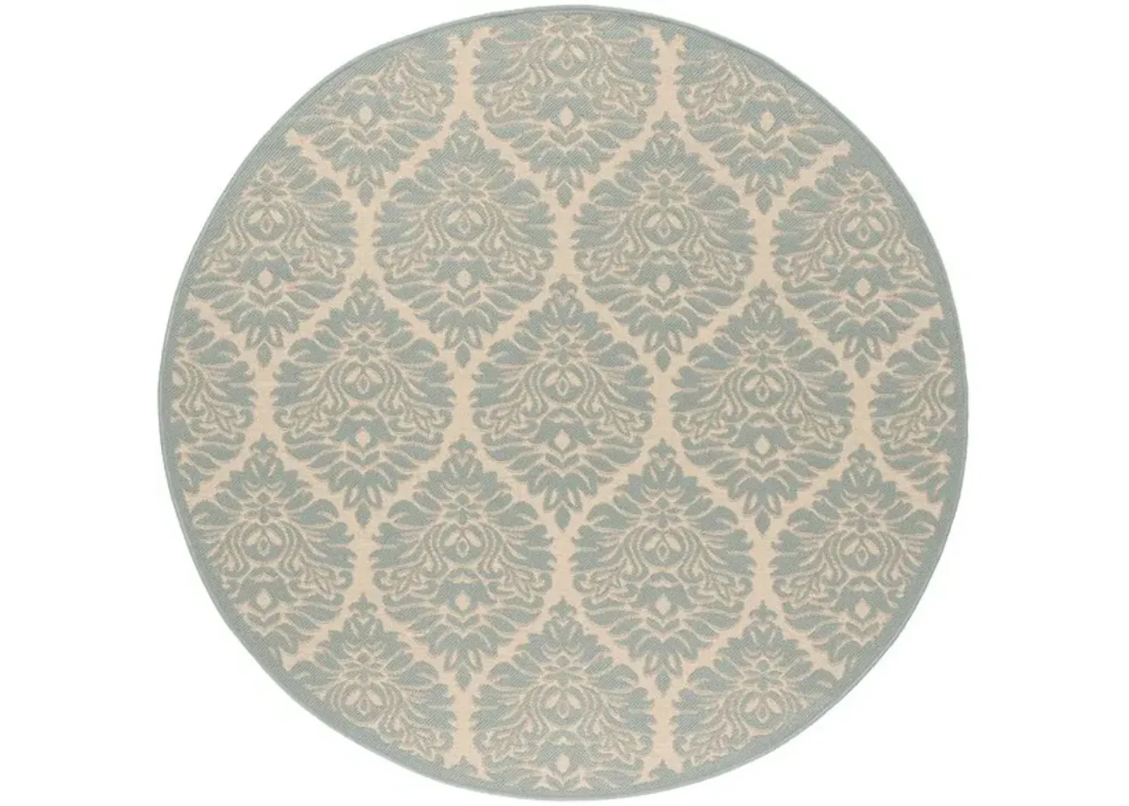 LINDEN 135 Collection LND135L-6R Cream / Aqua 6'-7" X 6'-7" Round