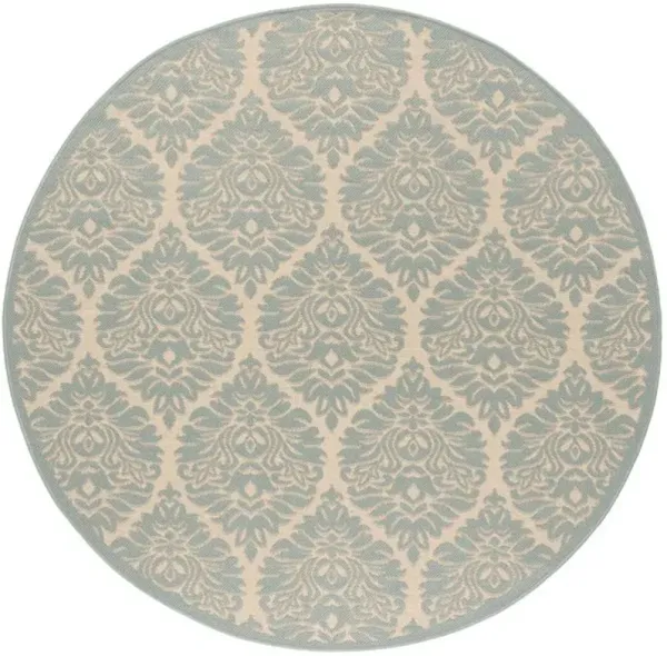 LINDEN 135 Collection LND135L-6R Cream / Aqua 6'-7" X 6'-7" Round