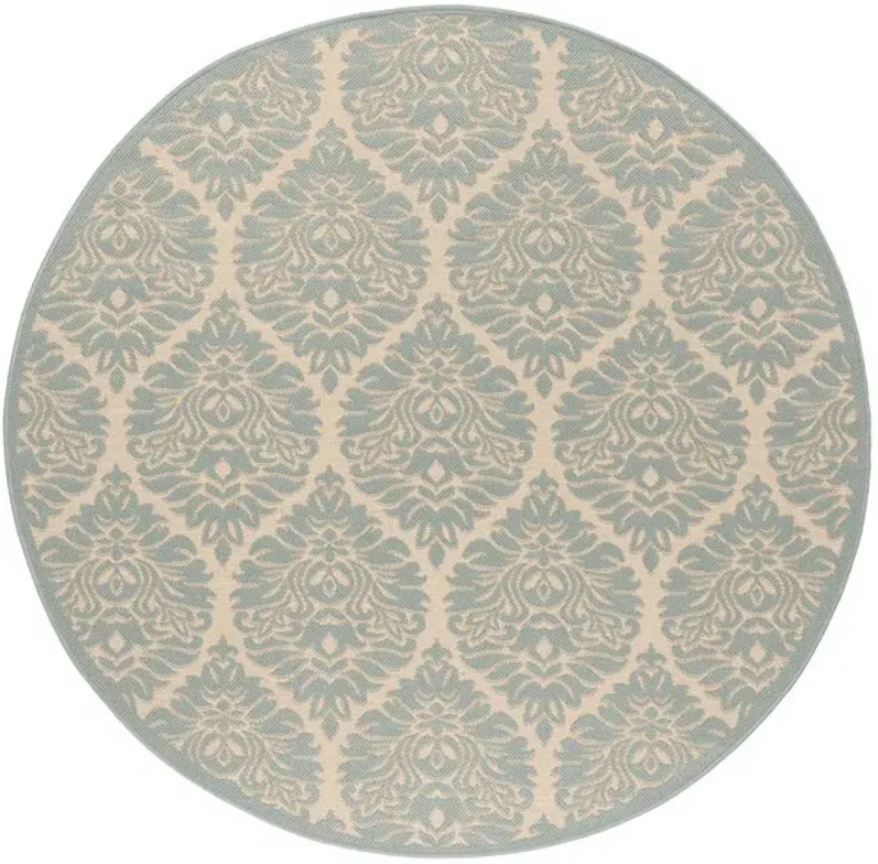 LINDEN 135 Collection LND135L-6R Cream / Aqua 6'-7" X 6'-7" Round