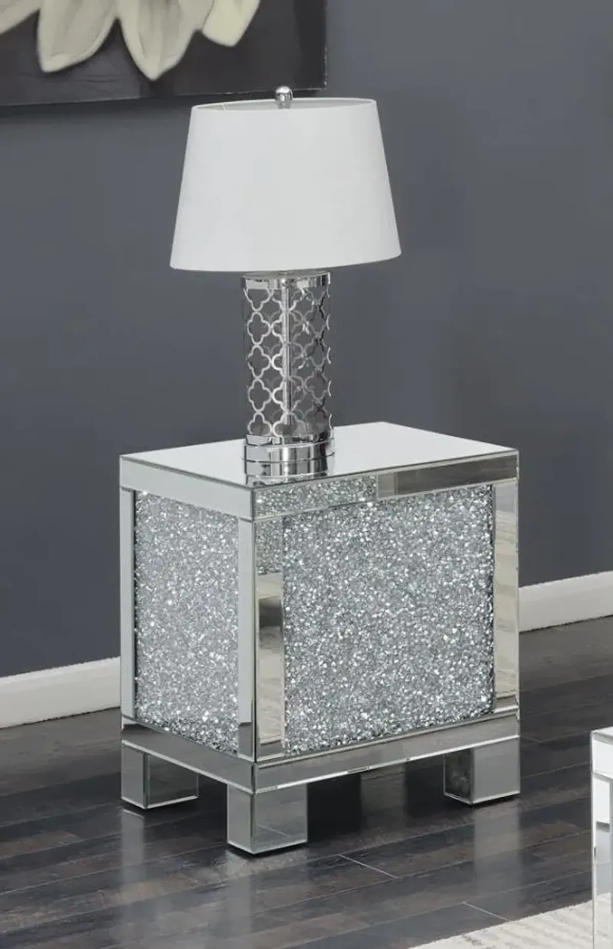 Gillian Square End Table Silver and Clear Mirror