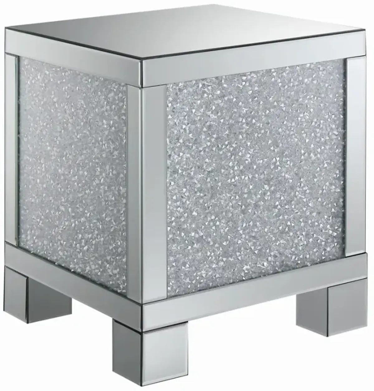 Gillian Square End Table Silver and Clear Mirror