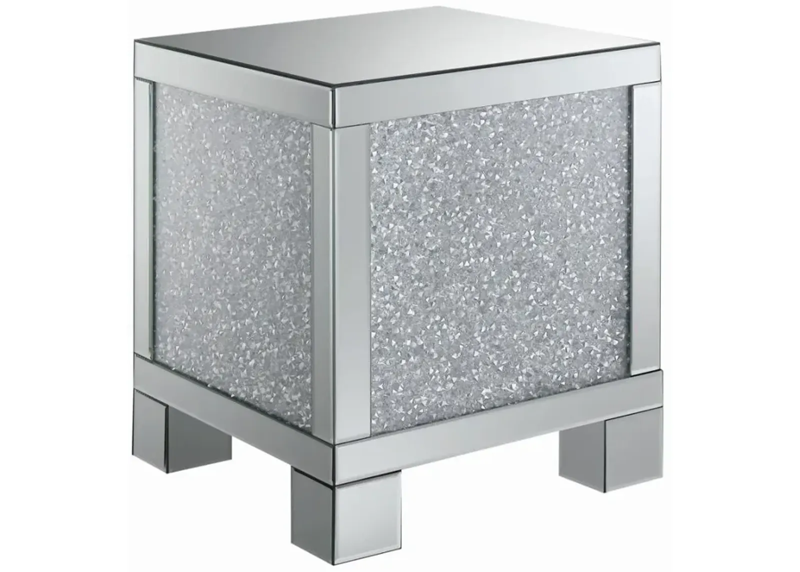 Gillian Square End Table Silver and Clear Mirror